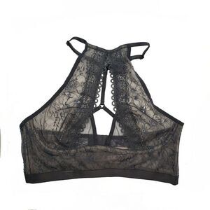 Victoria's Secret Very Sexy Gray Floral Lace High-Neck Bralette Size XSmall